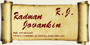 Radman Jovankin vizit kartica